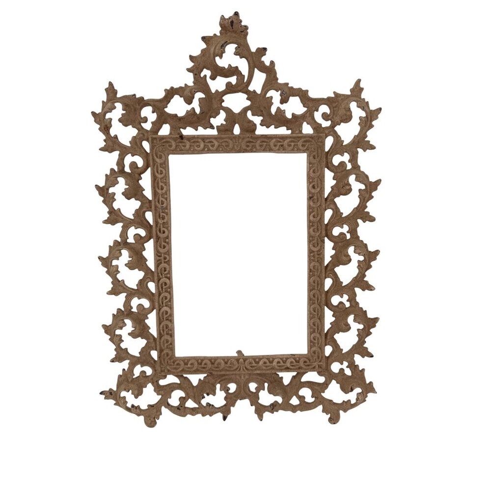 Antique Victorian Ornate Cast Iron Picture Frame With Easel‎ Stand